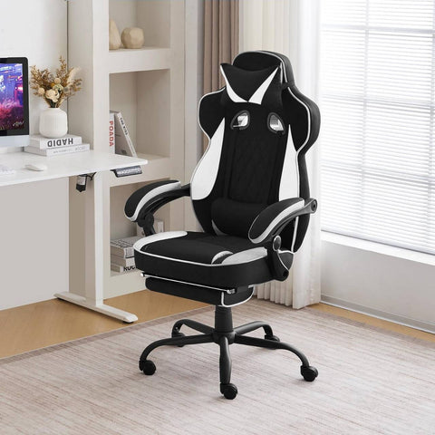 Rootz Gaming Chair - Office Chair - Computer Chair - Pocket Spring Cushion - Ergonomic Design - Durable Leathaire Fabric - 57cm x 51.5cm