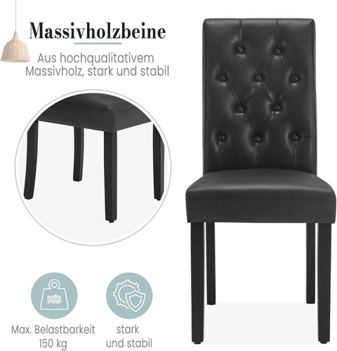 Rootz Dining Room Chairs - High Back Chairs - Faux Leather Chairs - Ergonomic Design, Easy Maintenance, Sturdy Build - 44cm x 99cm x 59cm
