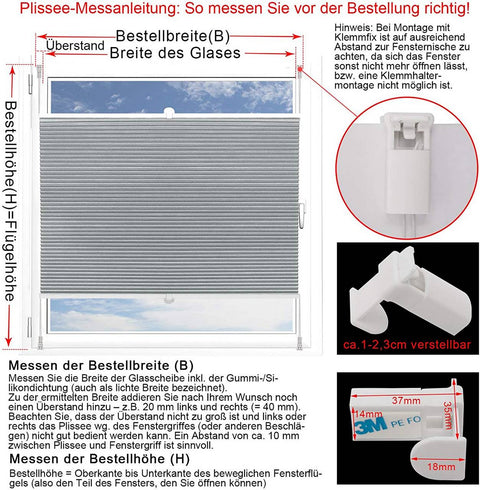 Rootz Double Pleated Blind - Honeycomb Blinds - Clamping Blinds - Sound Insulation - 85 x 130 cm