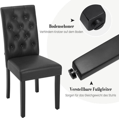 Rootz Dining Room Chairs - Kitchen Chairs - Comfortable Seating - Ergonomic Design, Easy Maintenance, High Durability - Faux Leather and Solid Wood - 44cm x 99cm x 59cm