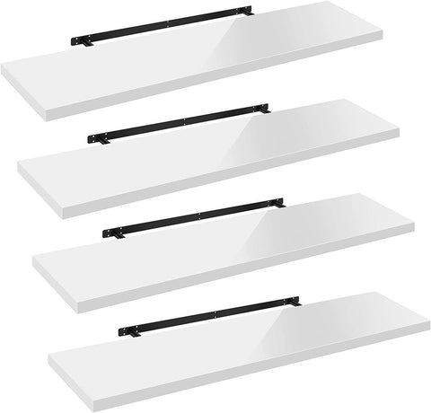 Rootz Set of 4 Wall Shelves - Display Shelves - Storage Racks - Durable MDF - Versatile & Modern - Easy Installation - 120cm x 22.9cm x 3.8cm