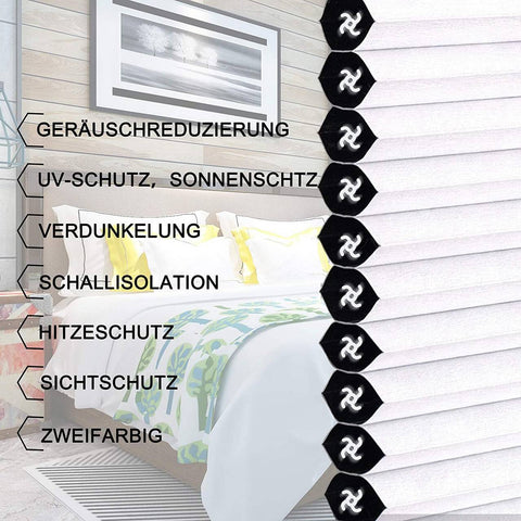 Rootz Honeycomb Pleated Blind - Double Pleated Blind - Privacy Shade - Insulation Benefits - 75 x 120 cm