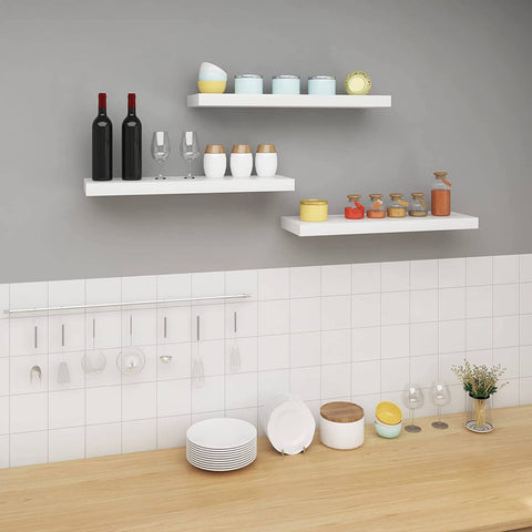 Rootz Set of 4 Wall Shelves - Floating Shelves - Display Shelves - Moisture-Resistant, Warp-Free, Easy Installation - 40x22.9x3.8cm