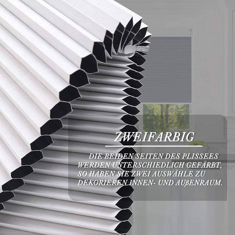 Rootz Honeycomb Pleated Blind - Double Pleated Window Shade - No-Drill Clamping System - Insulation & Noise Reduction - White 75 x 130 cm