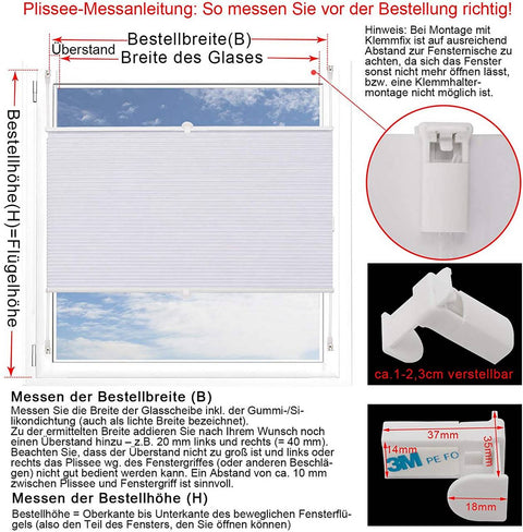 Rootz Double Pleated Blind - Honeycomb - Clamp On Blind - Insulating - Easy Install - White - 100cm x 130cm