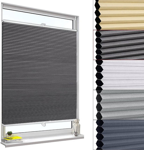 Rootz Double Pleated Blind - Honeycomb Blind - Clamp Blind - Insulation & Light Control - Grey & White - 80 x 120 cm