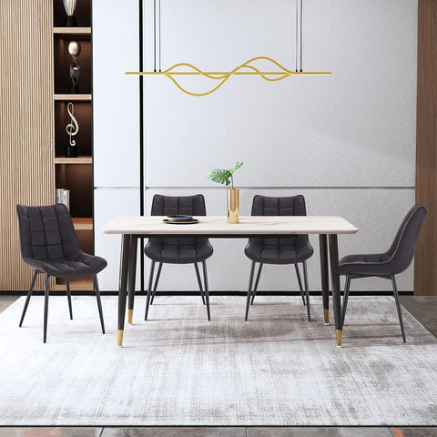 Rootz Set of 4 Dining Chairs - Modern Chairs - Stylish Seating - Durable Construction - Ergonomic Comfort - Versatile Design - Faux Leather with Metal Legs - 85.5cm x 46 x 40.5cm