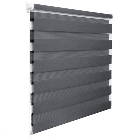 Rootz Double Roller Blind - Blackout Shades - Privacy Drapes - Easy Install - Grey - 85x120cm - Durable Polyester - Sun Protection