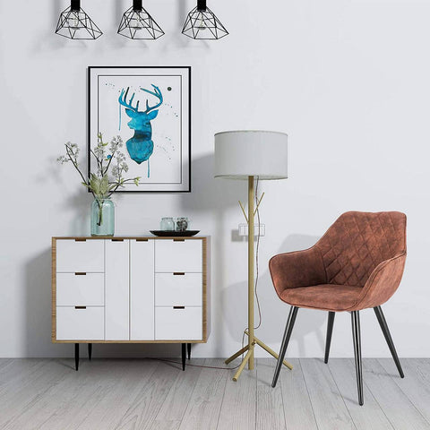 Rootz Set of 2 Upholstered Dining Chairs - Armchairs - Fabric Chairs - Super Comfortable - Durable Construction - Adjustable Feet - 84cm x 41cm x 45cm