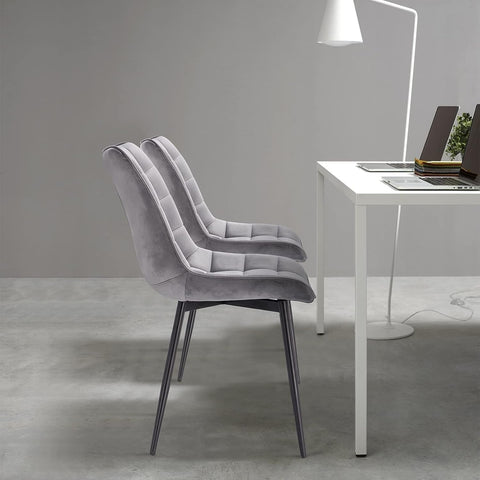 Rootz Set of 4 Dining Chairs - Velvet Seating - Metal Leg Chairs - Durable & Ergonomic Design - Floor Protection - 46 x 40.5 cm Seat Size