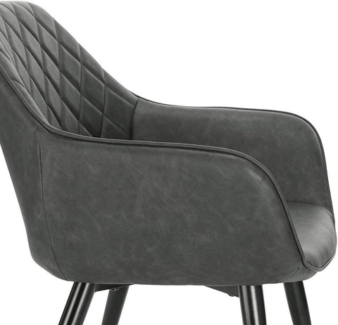 Rootz Set of 4 Upholstered Dining Chairs - Armchairs - Faux Leather Chairs - Comfortable & Ergonomic - Durable & Robust - Versatile & Stylish - 41cm x 45cm Seat, 84cm Height