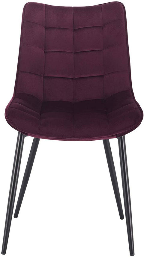 Rootz Set of 4 Dining Chairs - Velvet Seating - Metal Frame - Durable & Comfortable - Versatile & Floor-Safe - Bordeaux - 46cm x 40.5cm x 85.5cm