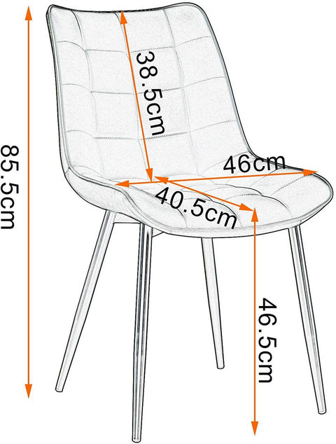 Rootz Set of 4 Dining Chairs - Modern Chairs - Stylish Seating - Durable Construction - Ergonomic Comfort - Versatile Design - Faux Leather with Metal Legs - 85.5cm x 46 x 40.5cm