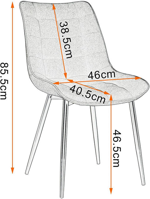 Rootz Set of 4 Dining Chairs - Modern Kitchen Chairs - Comfortable Seating - Durable & Ergonomic Design - Floor Protection - Linen & Metal - 85.5cm x 46cm x 40.5cm