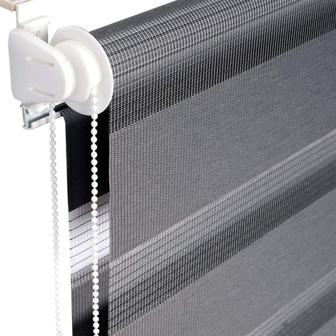 Rootz Double Roller Blind - Window Shade - Privacy Blinds - Light Control - Grey - Easyfix 90x150cm - Durable 100% Polyester Fabric