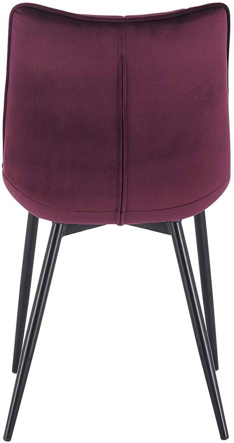 Rootz Set of 4 Dining Chairs - Velvet Seating - Metal Frame - Durable & Comfortable - Versatile & Floor-Safe - Bordeaux - 46cm x 40.5cm x 85.5cm
