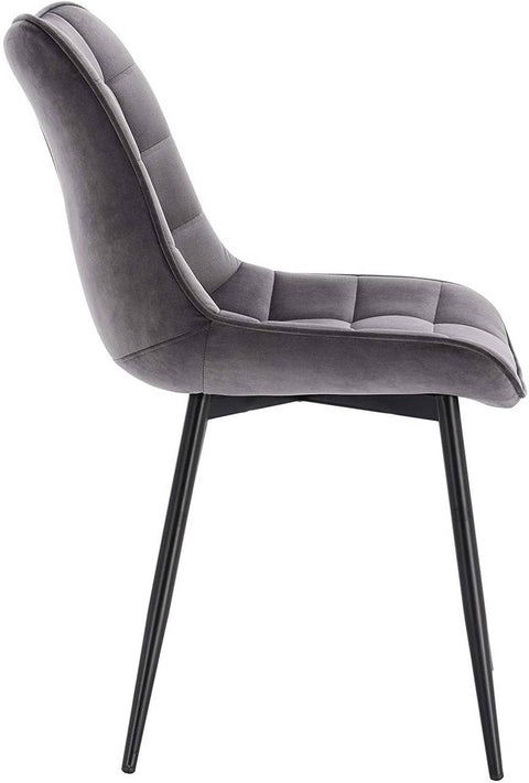 Rootz Set of 4 Dining Chairs - Velvet Seating - Metal Frame - Ergonomic Design - Durable & Comfortable - Anti-Slip - 46 x 40.5 cm Seat Size