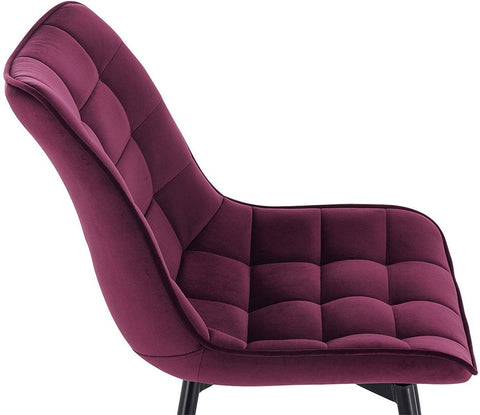 Rootz Set of 4 Dining Chairs - Velvet Seating - Metal Frame - Durable & Comfortable - Versatile & Floor-Safe - Bordeaux - 46cm x 40.5cm x 85.5cm