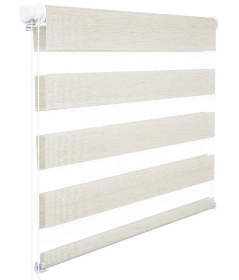 Rootz Double Roller Blind - Duo Rollo - Window Shade - Sun & Privacy Protection - 75x150cm - Noble Look - Easy Clean