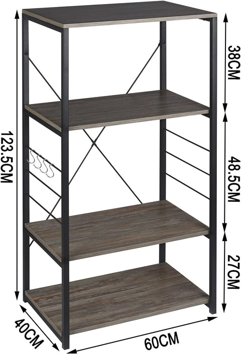 Rootz Modern Kitchen Shelf - Storage Rack - Shelving Unit - Optimized Storage Capacity - Enhanced Stability and Durability - Eco-Friendly Material - 60cm x 40cm x 124cm