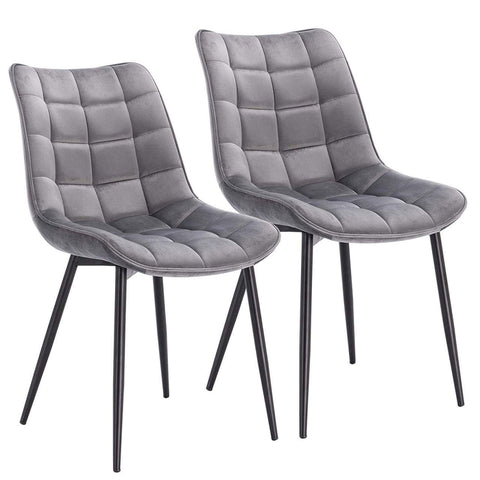 Rootz Set of 2 Dining Chairs - Velvet Seat Chairs - Metal Leg Chairs - Ergonomic Design - Durable & Comfortable - Floor Protection - 46cm x 40.5cm x 85.5cm