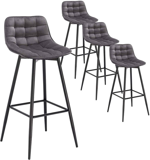 Rootz Velvet Bar Stool - Counter Stool - Upholstered Stool - Comfortable High-Density Sponge - Durable Metal Frame - Versatile Design - 43cm x 35.5cm x 64cm