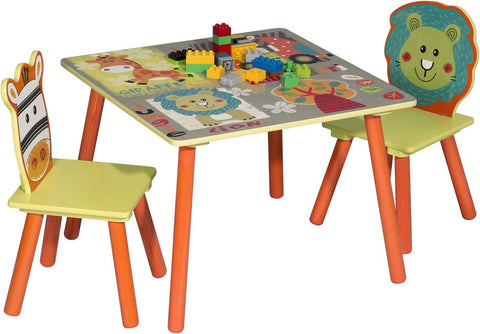 Rootz Kids Table and Chair Set - Children's Furniture - Playroom Set - Sturdy & Safe, Easy to Clean, Quick Assembly - Multicolored Forest Animal Design - 60cm x 60cm x 44cm