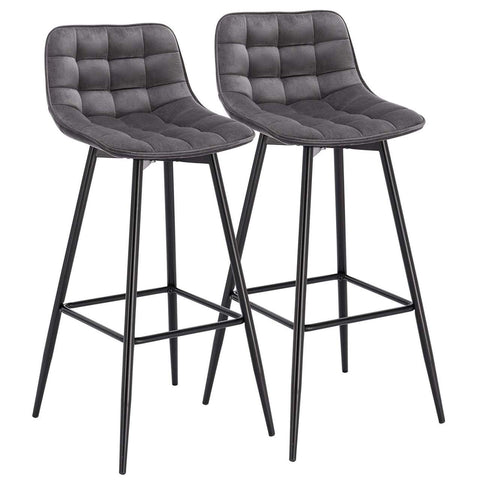 Rootz Velvet Bar Stool - Counter Stool - Kitchen Stool - Comfortable Seating - Sturdy Build - Versatile Design - 43cm x 35.5cm x 87.5cm