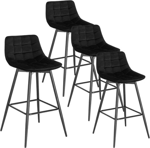 Rootz Bar Stool - Designer Counter Stool, Velvet Footrest - Comfortable, Ergonomic, Durable - 43cm x 35.5cm x 64cm