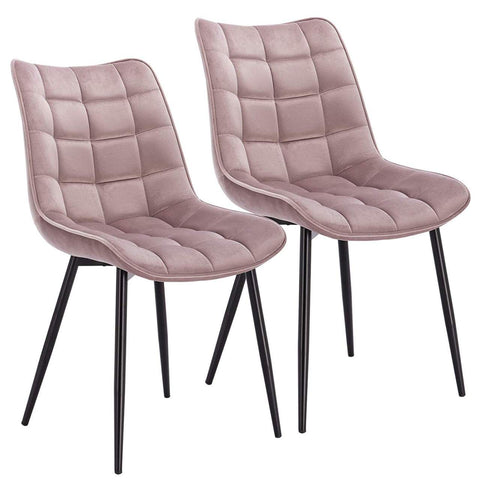 Rootz Set of 2 Dining Chairs - Velvet Chairs - Metal Chairs - Ergonomic Design - Durable & Sturdy - Floor Protection - 46 x 40.5 cm Seat Size
