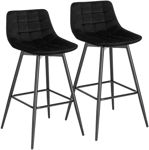 Rootz Velvet Bar Stools - Counter Stools - Kitchen Bar Stools - Comfortable Seating - Durable Frame - Elegant Design - 43cm x 35.5cm x 87.5cm