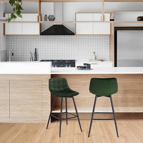 Rootz Bar Stool - Counter Stool - Designer Stool - Velvet & Metal - Comfortable & Ergonomic - Stable & Durable - Versatile & Stylish - 43cm x 35.5cm, Seat Height 64cm