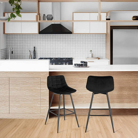 Rootz Bar Stool - Designer Counter Stool, Velvet Footrest - Comfortable, Ergonomic, Durable - 43cm x 35.5cm x 64cm