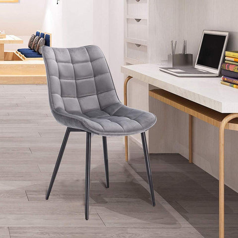 Rootz Set of 2 Dining Chairs - Velvet Seat Chairs - Metal Leg Chairs - Ergonomic Design - Durable & Comfortable - Floor Protection - 46cm x 40.5cm x 85.5cm