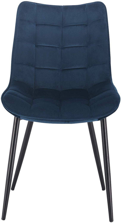 Rootz Set of 2 Dining Chairs - Velvet Seat Chairs - Blue Metal Leg Chairs - Ergonomic & Durable - Floor Protection - 46 x 40.5 cm Seat