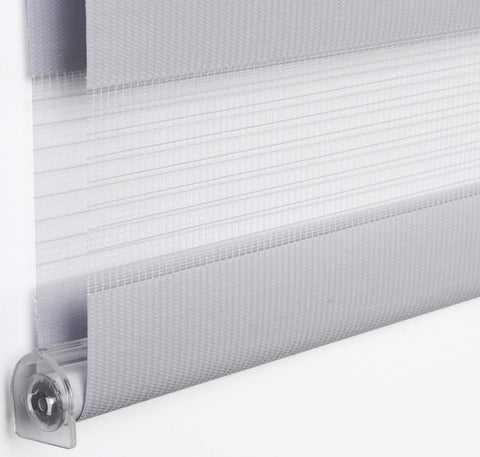 Rootz Double Roller Blind - Duo Blind - Grey Window Shade - Light Control & Privacy - 70cm x 120cm - Easy Install & Durable Polyester