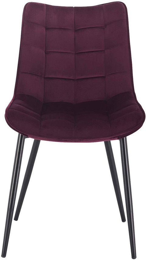 Rootz Set of 2 Dining Chairs - Velvet Seating - Metal Frame - Ergonomic Design, Durable, Comfortable - Bordeaux - 46cm x 40.5cm x 85.5cm