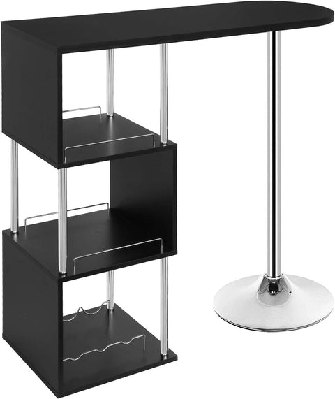 Rootz Modern S-Shaped Bar Table - Storage Bar Table - Wine Rack Table - Space-Saving - Durable - Easy Maintenance - 113cm x 105cm x 40cm