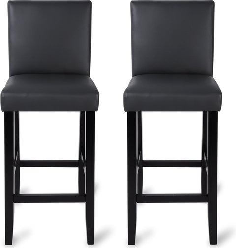 Rootz Set of 2 Bar Stools - Counter Stools - High Chairs - Ergonomic Design - Durable Frame - Comfortable Seating - Faux Leather - 110cm x 41cm x 37.5cm