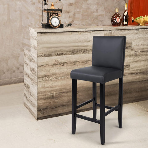 Rootz Set of 2 Bar Stools - Counter Stools - High Chairs - Ergonomic Design - Durable Frame - Comfortable Seating - Faux Leather - 110cm x 41cm x 37.5cm