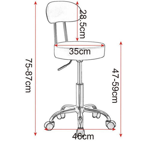 Rootz Ergonomic Swivel Stool - Office Chair - Adjustable Stool - Faux Leather - Durable - Height Adjustable - 360-Degree Rotation - 75cm-87cm x 35cm
