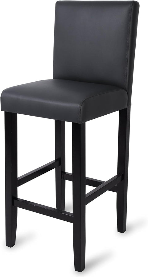 Rootz Set of 2 Bar Stools - Counter Stools - High Chairs - Ergonomic Design - Durable Frame - Comfortable Seating - Faux Leather - 110cm x 41cm x 37.5cm