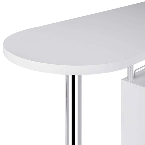 Rootz Modern S-Shaped Bar Table - Storage Table - Bottle Holder Table - Space-Saving, Durable, Stylish - 113cm x 105cm x 40cm - Black/White