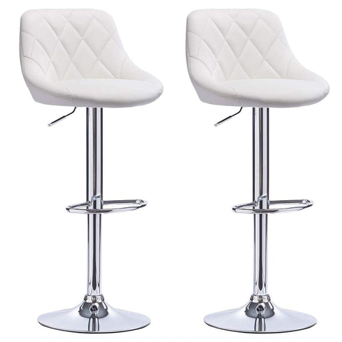 Rootz Set of 2 Adjustable Bar Stools - Counter Stools - Swivel Chairs - Faux Leather Comfort - Chrome-plated Durability - Easy Assembly - 84cm-106cm x 38cm x 35cm