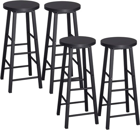 Rootz Industrial Bar Stool - Counter Stool - Metal and Wood Stool - Sturdy, Versatile, Protective Floor Design - 71cm Height x 30cm Diameter