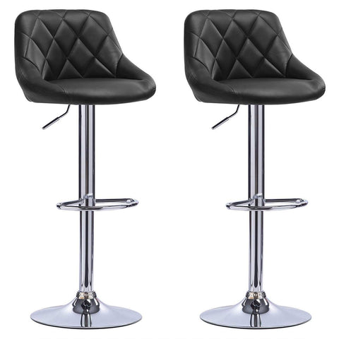 Rootz Adjustable Bar Stools Set of 2 - Counter Stools - Swivel Chairs - Faux Leather Comfort - Chrome Durability - Height Versatile - 84cm-106cm x 38cm x 35cm
