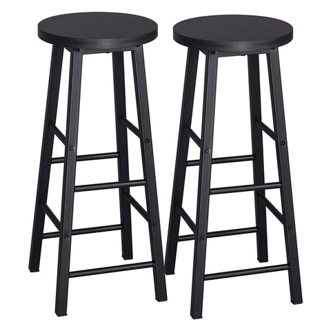 Rootz Industrial Bar Stool - Counter Stool - Metal and Wood Stool - Sturdy Construction - Versatile Use - Floor Protectors - Seat Height 71cm, Diameter 30cm
