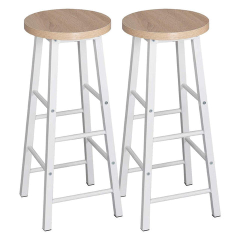 Rootz Industrial Bar Stool - Counter Stool - Metal and Wood Stool - Sturdy Construction - Versatile Use - Floor Protection - Seat Height 71cm, Diameter 30cm