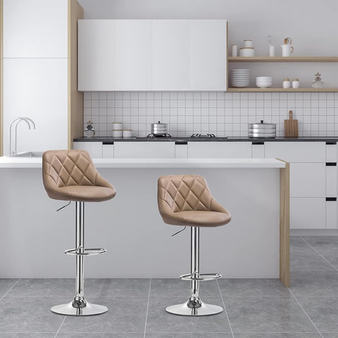 Rootz Adjustable Faux Leather Bar Stools - Set of 2 - Counter Stools - Swivel Chairs - Comfortable Seating - Durable Build - Versatile Design - 84-106cm x 38cm x 35cm