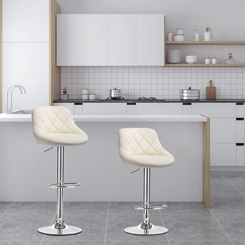Rootz Premium Faux Leather Bar Stools - Adjustable Counter Stools - Swivel Barstools - Durable, Comfortable, Easy to Clean - 84cm-106cm x 38cm x 35cm